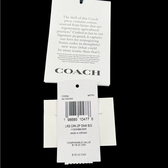 Coach Signature Medium Denim Zip Wristlet - Picture 6 of 6